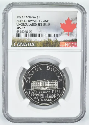 1973 Canadian $1 Dollar Prince Edward Island Unc Set MS67 NGC Canada Lbl