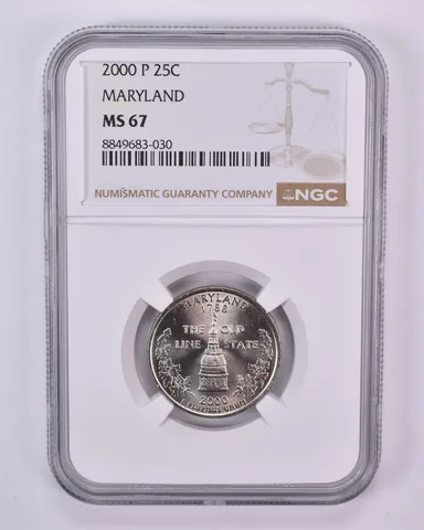 2000-P Washington State Quarter Maryland MS67 NGC Brown Label