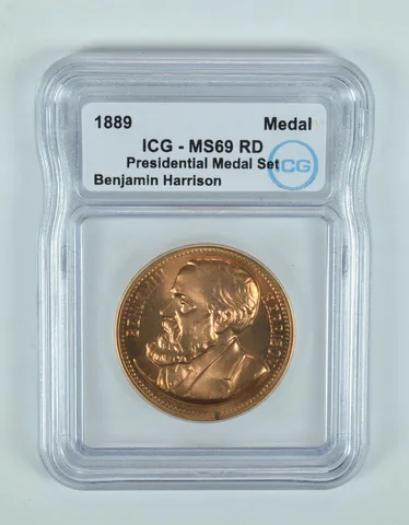 (1889) Presidential Medal Set Benjamin Harrison MS69 RD ICG