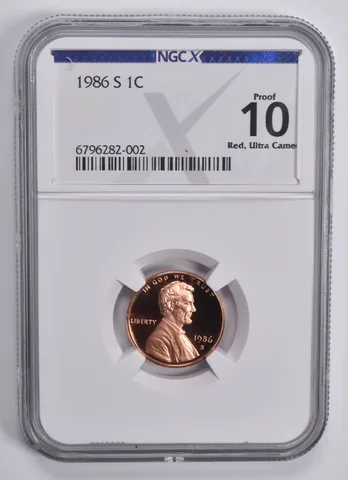 1986-S Lincoln Memorial Cent Proof 10 UCAM RD NGC X NGCX