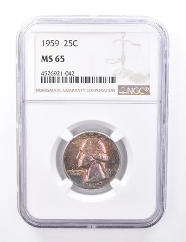 MS65 1959 Washington Quarter - CRAZY TONING - Graded NGC *7784