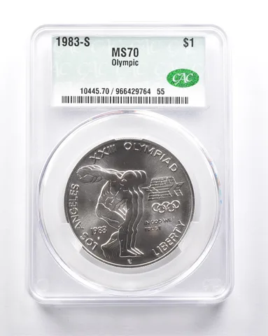 MS70 1983-S Olympic Discus Commemorative Dollar CAC CACG *6265
