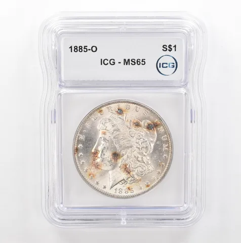1885-O Morgan Silver Dollar MS65 ICG Spotted Tone *5359
