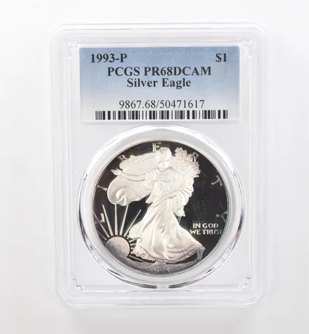 1993-P American Silver Eagle PR68 DCAM PCGS Peripheral Tone *1741
