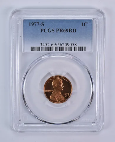 1977-S Lincoln Memorial Cent PR69 RD PCGS Blue Label