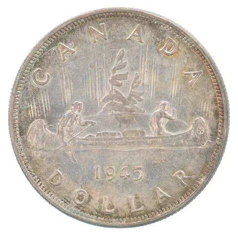 1945 Canada 1 Dollar Silver Beautiful Tone *4303