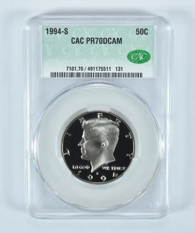 1994-S Kennedy Half Dollar PR70 DCAM CAC CACg