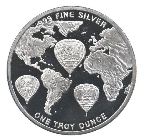 VINTAGE Art Bar/Round 1996 10th Balloon Glow 1 Oz. .999 Silver 1 Troy Ounce *203