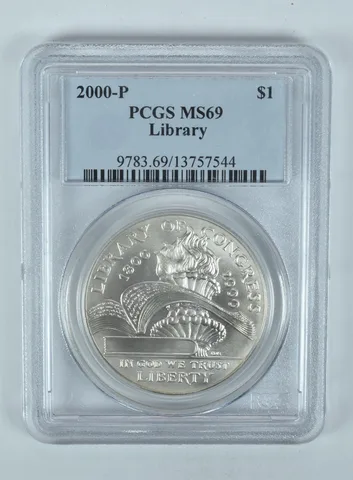 2000-P Library Of Congress Commemorative Dollar MS69 PCGS Blue Label