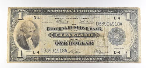 1918 $1 Cleveland OH National Currency Large Note Blue Seal FR#720 *0841