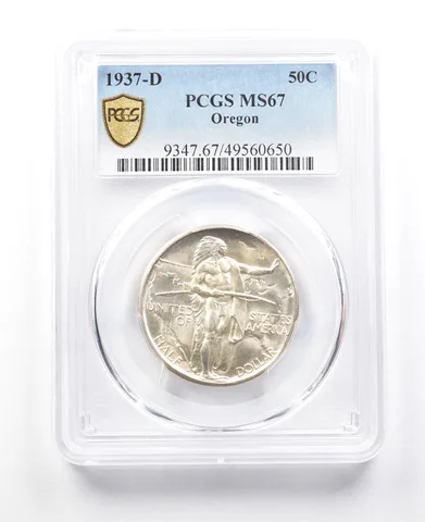 1937-D Oregon Commemorative Half Dollar MS67 PCGS PQ a3039