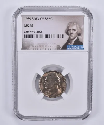 1939-S Jefferson Nickel Reverse Of 38 MS66 NGC Special Label
