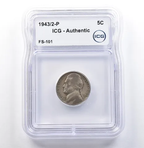 1943/2-P Jefferson Nickel FS-101 Authentic ICG a9828