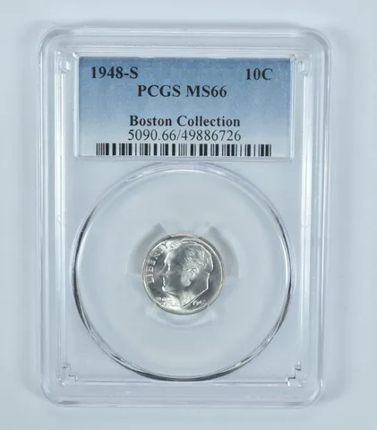 1948-S Roosevelt Dime Boston Collection MS66 PCGS Blue Label