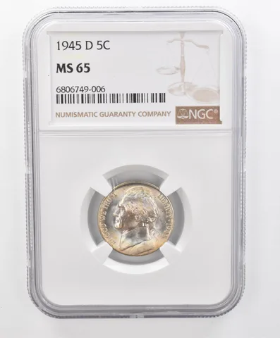 1945-D Jefferson Nickel MS65 NGC Beautiful Tone *2687