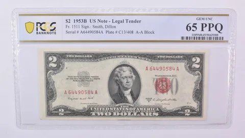 1953 B $2 US Legal Tender Fr#1511 Gem Unc 65 PPQ PCGS