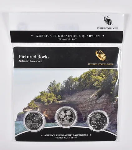 2018 Pictured Rocks National Park PDS Proof ATB 3 Quarter Coin Set Unc BU