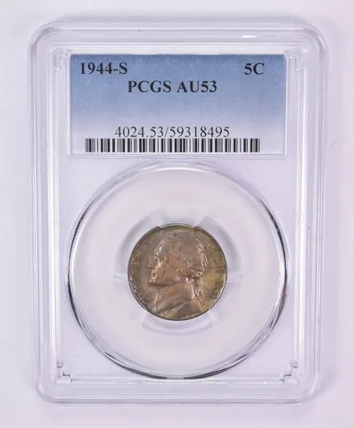1944-S Jefferson Nickel AU53 PCGS Beautiful Tone *1161