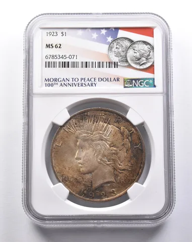 MS62 1923 Peace Silver Dollar 100th Anniversary NGC *3238