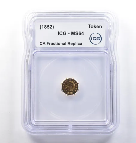(1852) CA Fractional Gold Style Token Indian Head 1/2 Dollar MS64 ICG *3819