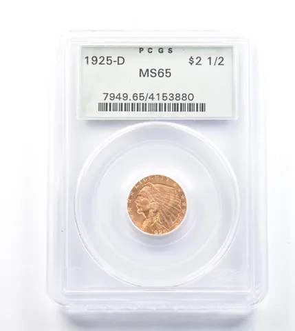 1925-D $2.50 Indian Head Gold Quarter Eagle MS65 PCGS OGH a0805