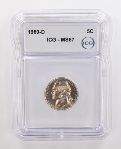 1969-D Jefferson Nickel MS67 ICG Beautiful Tone *4373