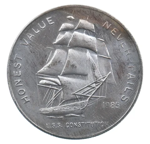 VINTAGE Art Bar/Round 1985 Honest Value Never Fails 1 Oz. Silver 1 T Ounce *169