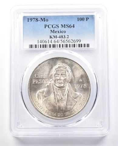 1978 Mo Mexico 100 Pesos Silver KM-483.2 MS64 PCGS Blue Label