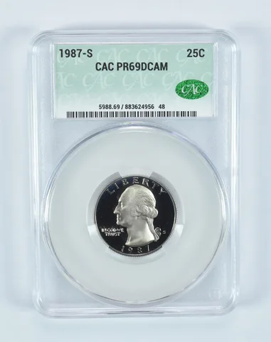 1987-S Washington Quarter PR69 DCAM CAC CACg