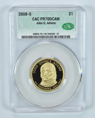 2008-S Presidential $1 John Q Adams PR70 DCAM CAC CACg