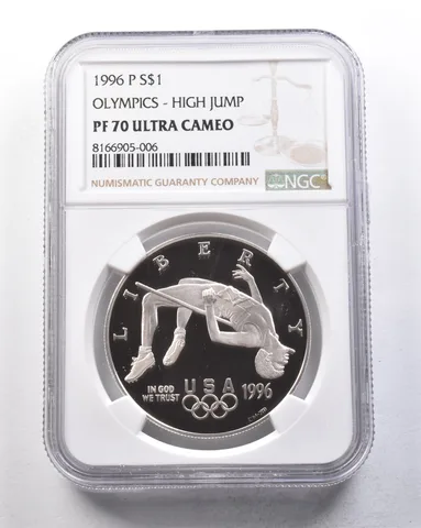 1996-P Olympic High Jump Commemorative Silver Dollar PF70 UCAM NGC