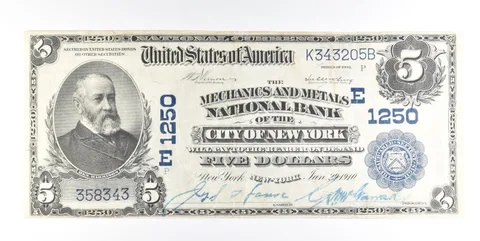 1902 $5 New York NY National Currency Note Large Note CH 1250 *0222