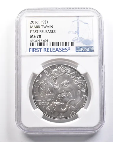 2016-P Mark Twain Commemorative Silver Dollar First Releases MS70 NGC *4891