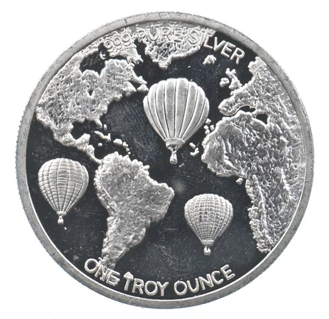 VINTAGE Art Bar/Round 1997 Official World Class Balloon Coin Silver 1 T Oz *237
