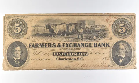 1853 $5 Charleston SC Farmers & Exchange Bank Obsolete Note *8326
