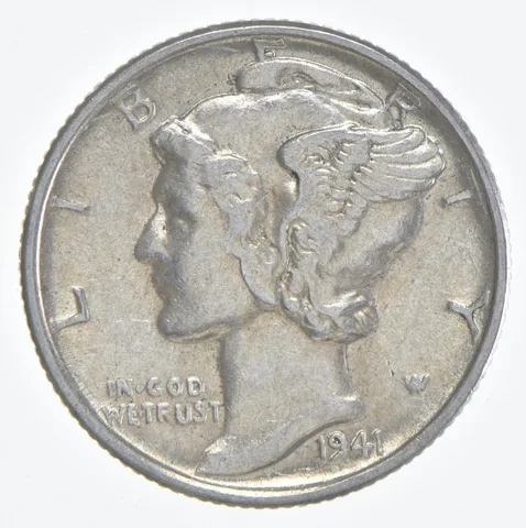 1941 (P) Mercury Dime 90% Silver AU Almost Unc