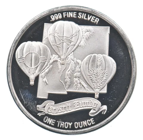 VINTAGE Art Bar/Round 1988 Albuquerque Balloon Fiesta .999 Silver 1 T Oz *204