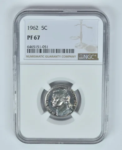 PF67 1962 Jefferson Nickel NGC Blue Toned a5198