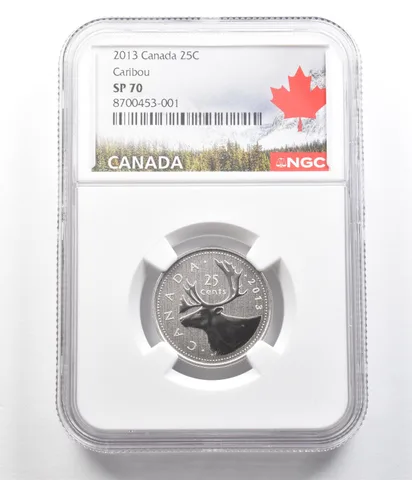 2013 Canada 25 Cents Caribou SP70 NGC Canada Label