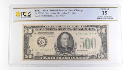 1934 A $500 Chicago IL FRN Fr#2202-G Mule Choice VF 35 PCGS a9694
