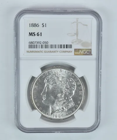 MS61 1886 Morgan Silver Dollar NGC Beautifully Toned *2217