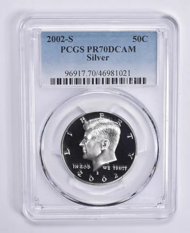 2002-S Kennedy Half Dollar Silver PR70 DCAM PCGS Blue Lbl
