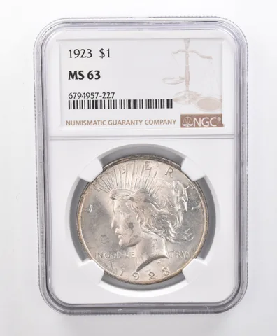 MS63 1923 Peace Silver Dollar NGC Beautifully Toned a9633