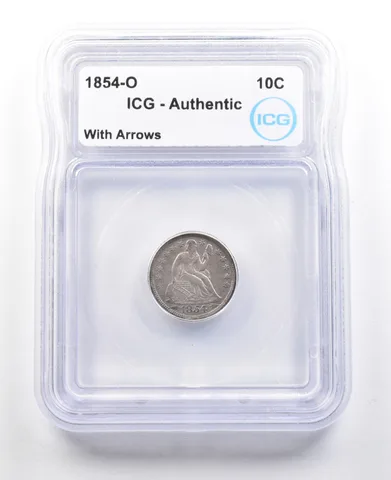 1854-O Seated Liberty Dime With Arrows Authentic ICG a3481