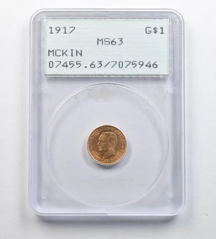 1917 $1 McKinley Gold Dollar MS63 PCGS Rattler OGH *0613