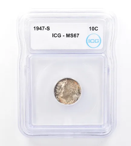 1947-S Roosevelt Dime MS67 ICG Beautiful Tone a1568