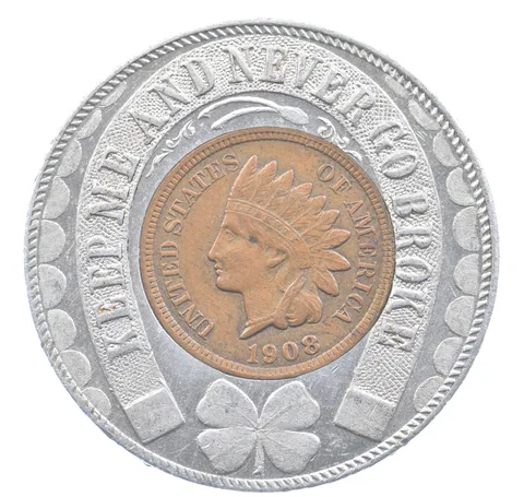 1908 Indian Head Cent Niagara Falls Lucky Penny Encased *8179