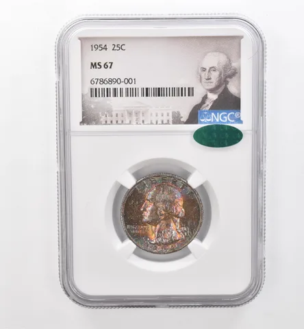 1954 Washington Quarter MS67 NGC CAC Beautiful Tone *1841