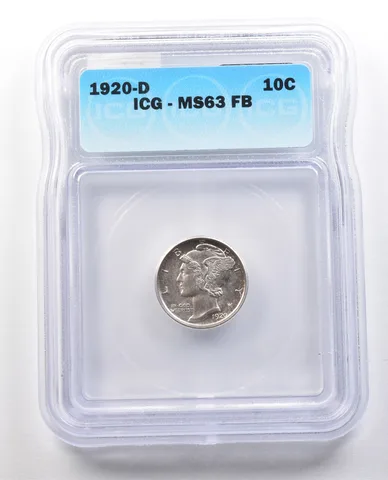 1920-D Mercury Dime MS63 FB ICG a1203