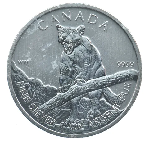 Better Date 2012 Canada 5 Dollars 1 Oz. Silver Cougar World Coin- Silver *789